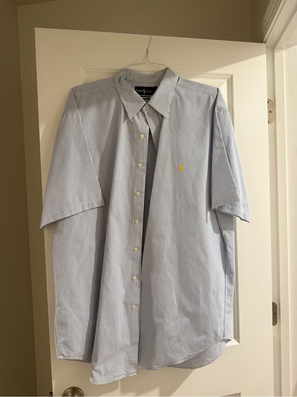 Ralph Lauren Light Blue Pinstripe Short-Sleeve Button-Down Shirt